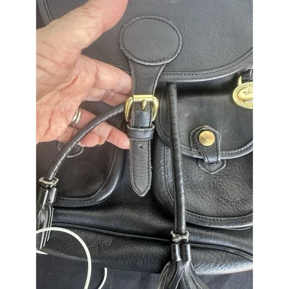 Vintage Dooney & Bourke Canyon Backpack Black Leather USA Duck Bag Purse